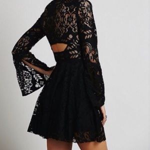 Free People | Black Bell Sleeve Lace Dress
